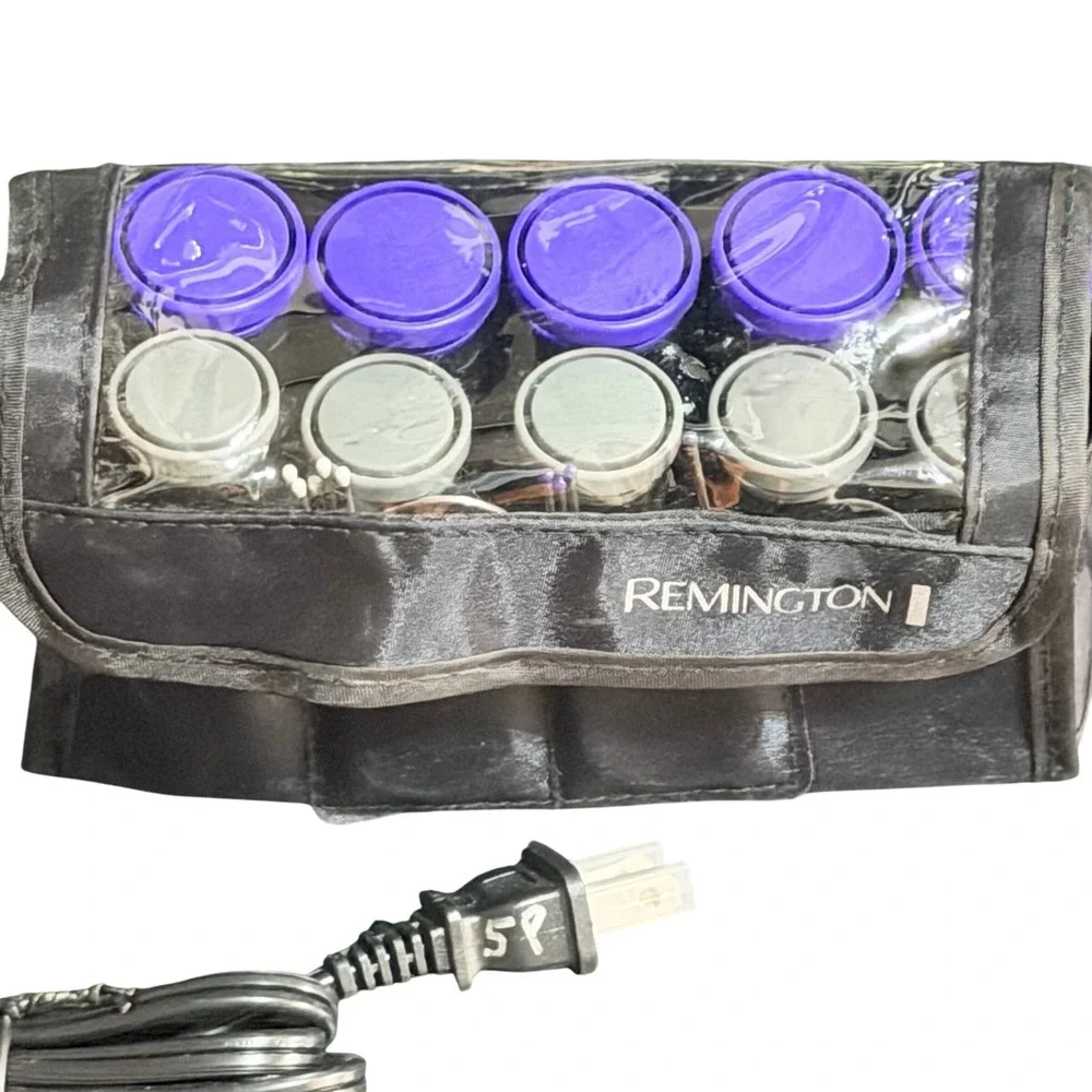 Remington H1015 Compact Ceramic Hair Roller Set 10pc Travel Size Purple Gray